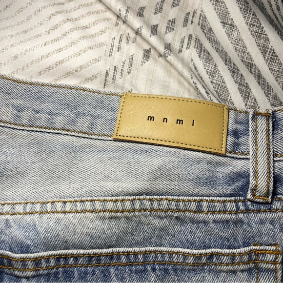 MNML Men's light wash straight leg devil diabolical skull grunge denim jeans 36 - Picture 10 of 11